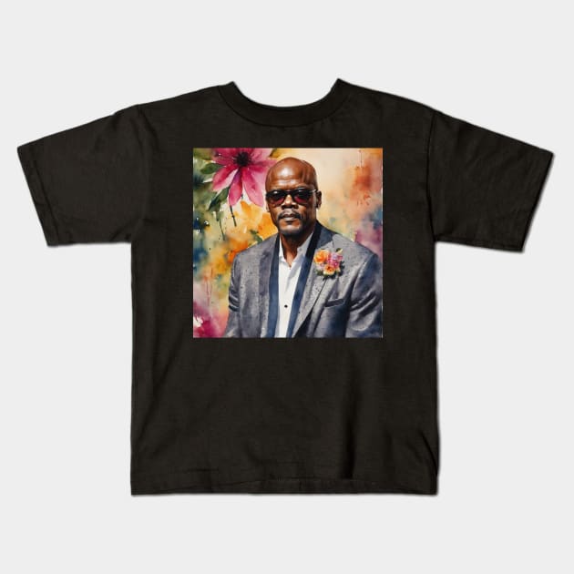 Samuel L. Jackson watercolor actor Kids T-Shirt by nonagobich